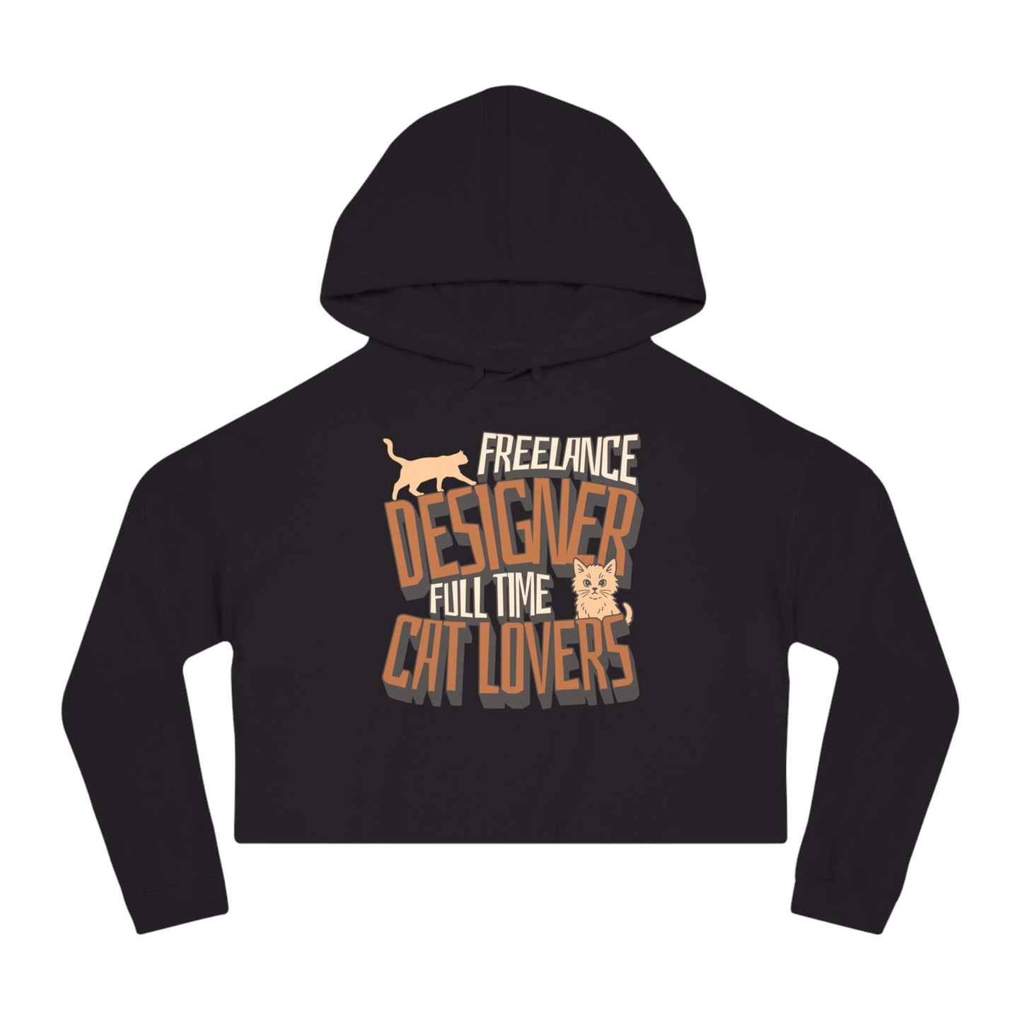 Full Time Cat Lovers - Cat Graphic Women Cropped Hoodie featuring a stylish design and cozy hood.