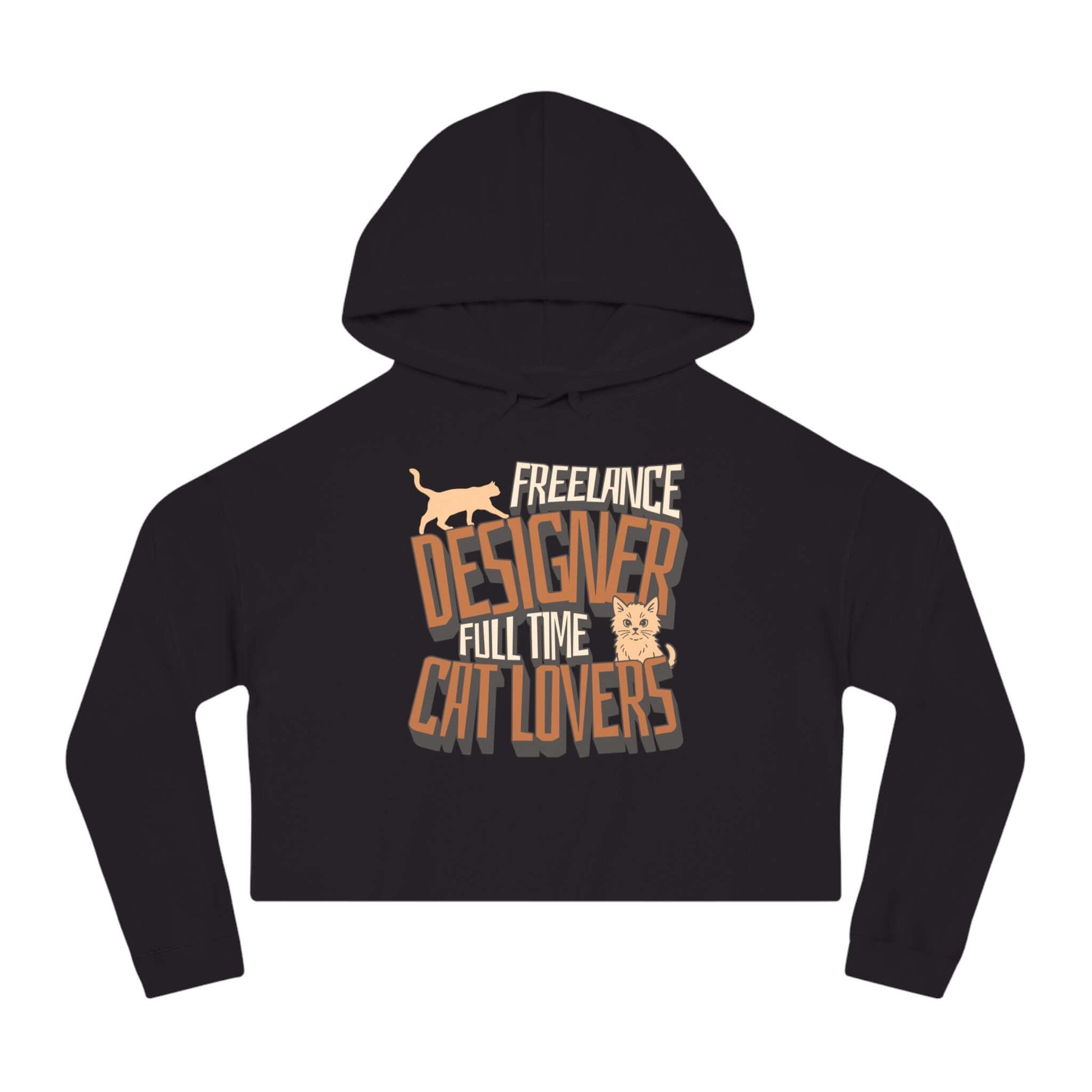 Full Time Cat Lovers - Cat Graphic Women Cropped Hoodie featuring a stylish design and cozy hood.