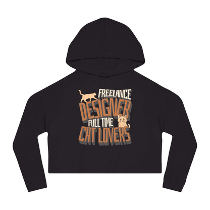 Full Time Cat Lovers - Cat Graphic Women Cropped Hoodie featuring a stylish design and cozy hood.