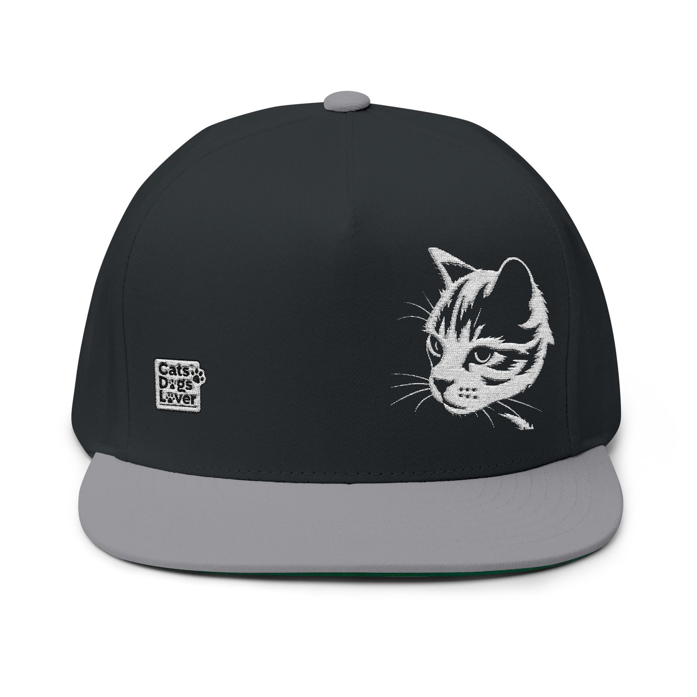 Cat Embroidered Flat Bill Cap style 1, Funny Cat Hat, Adjustable Snapback, Gifts for Cat Lovers, Unique Cat Apparel