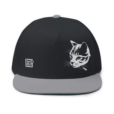 Cat Embroidered Flat Bill Cap style 1, Funny Cat Hat, Adjustable Snapback, Gifts for Cat Lovers, Unique Cat Apparel
