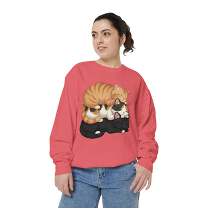 3 Cute Sleeping Cats Cozy Graphic Unisex Crewneck Sweatshirt style 5