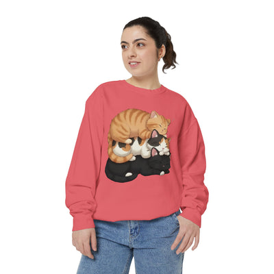 3 Cute Sleeping Cats style 5 Cozy Graphic Unisex Crewneck Sweatshirt