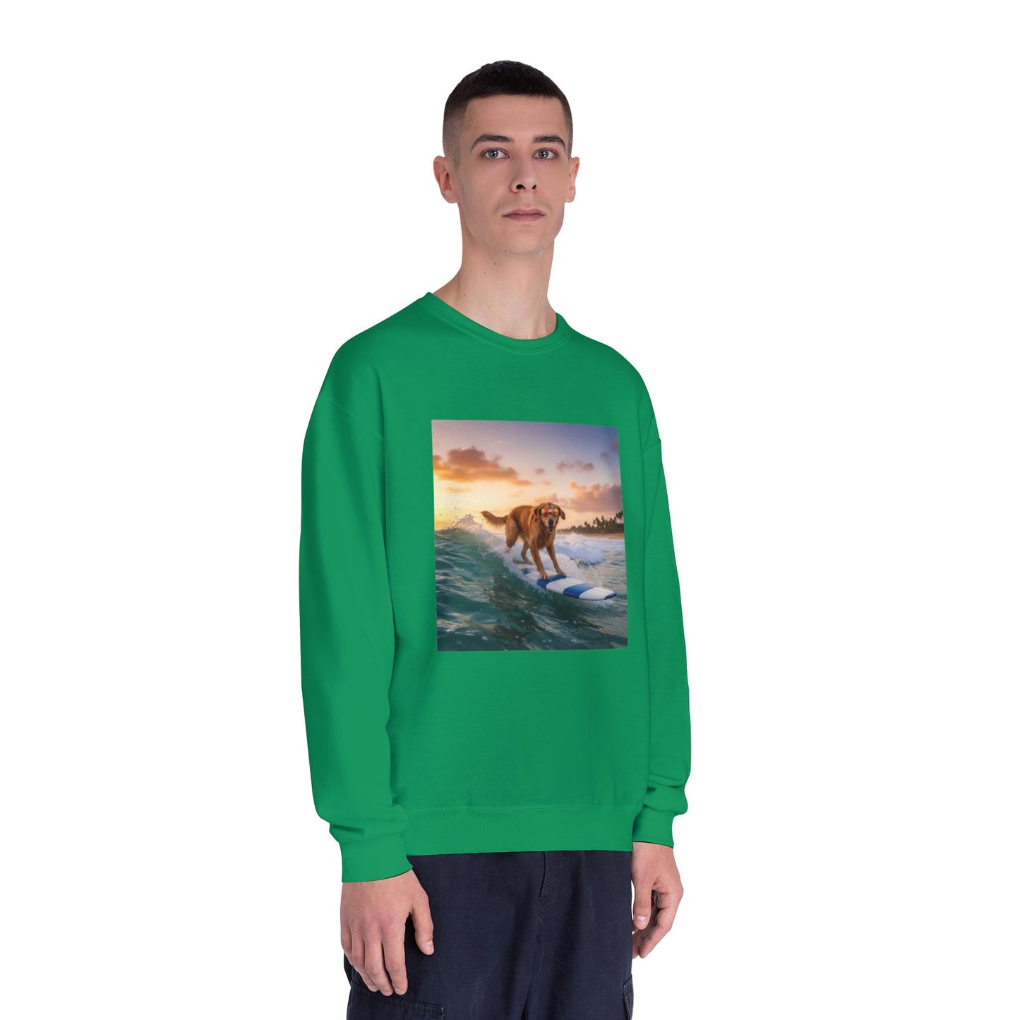 Surfing Dog Graphic Unisex NuBlend Crewneck Sweatshirt style 1