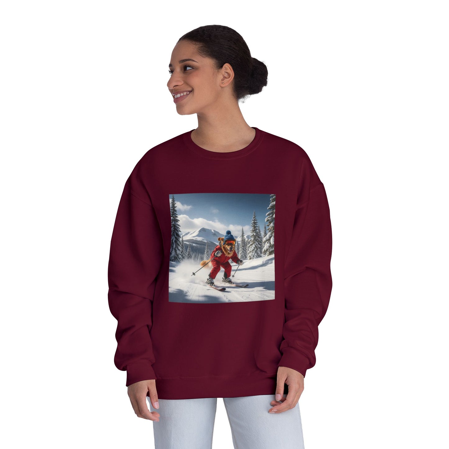 Skiing Dog Graphic Unisex NuBlend Crewneck Sweatshirt