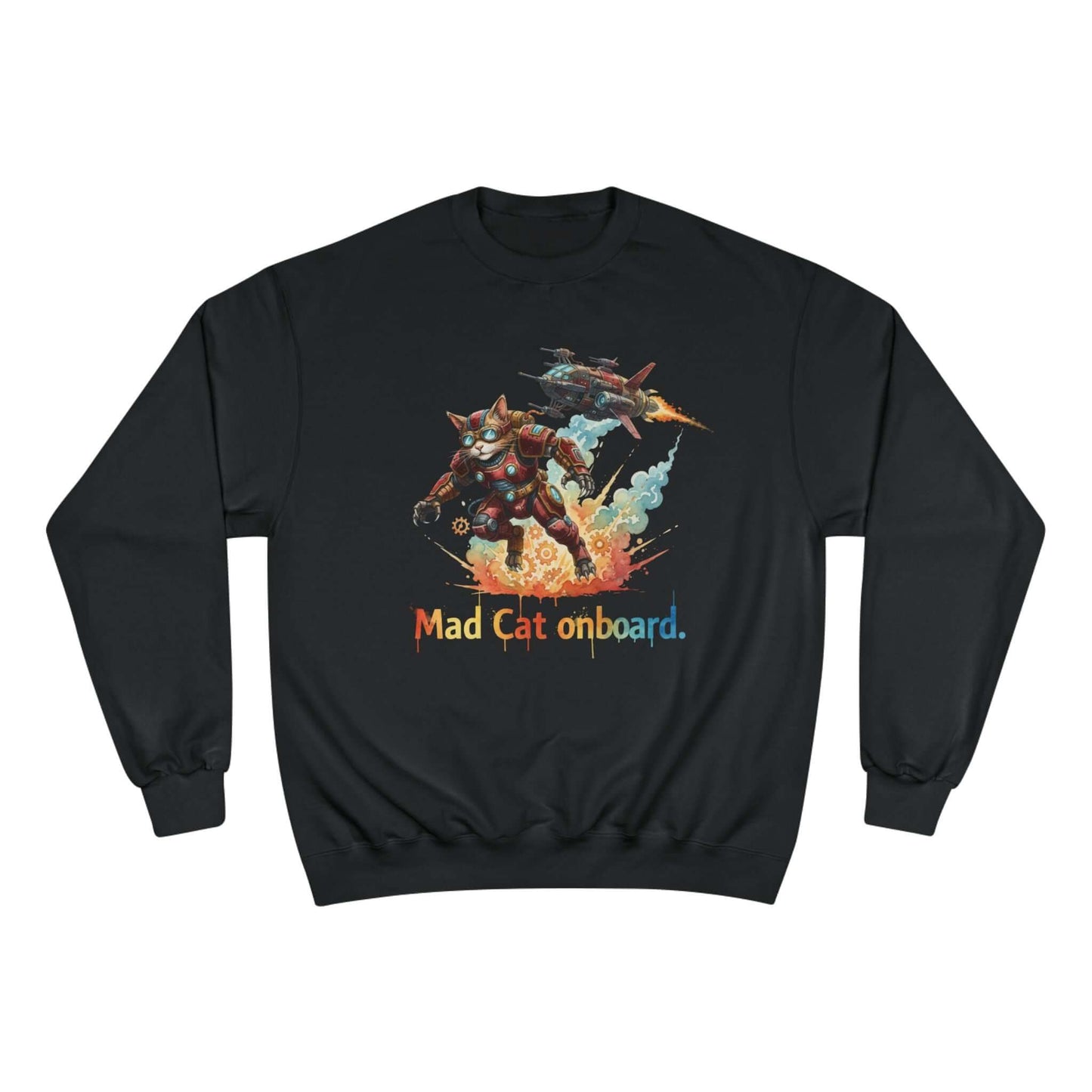 Mad Cat Onboard Graphic Champion Crewneck Sweatshirt style 2