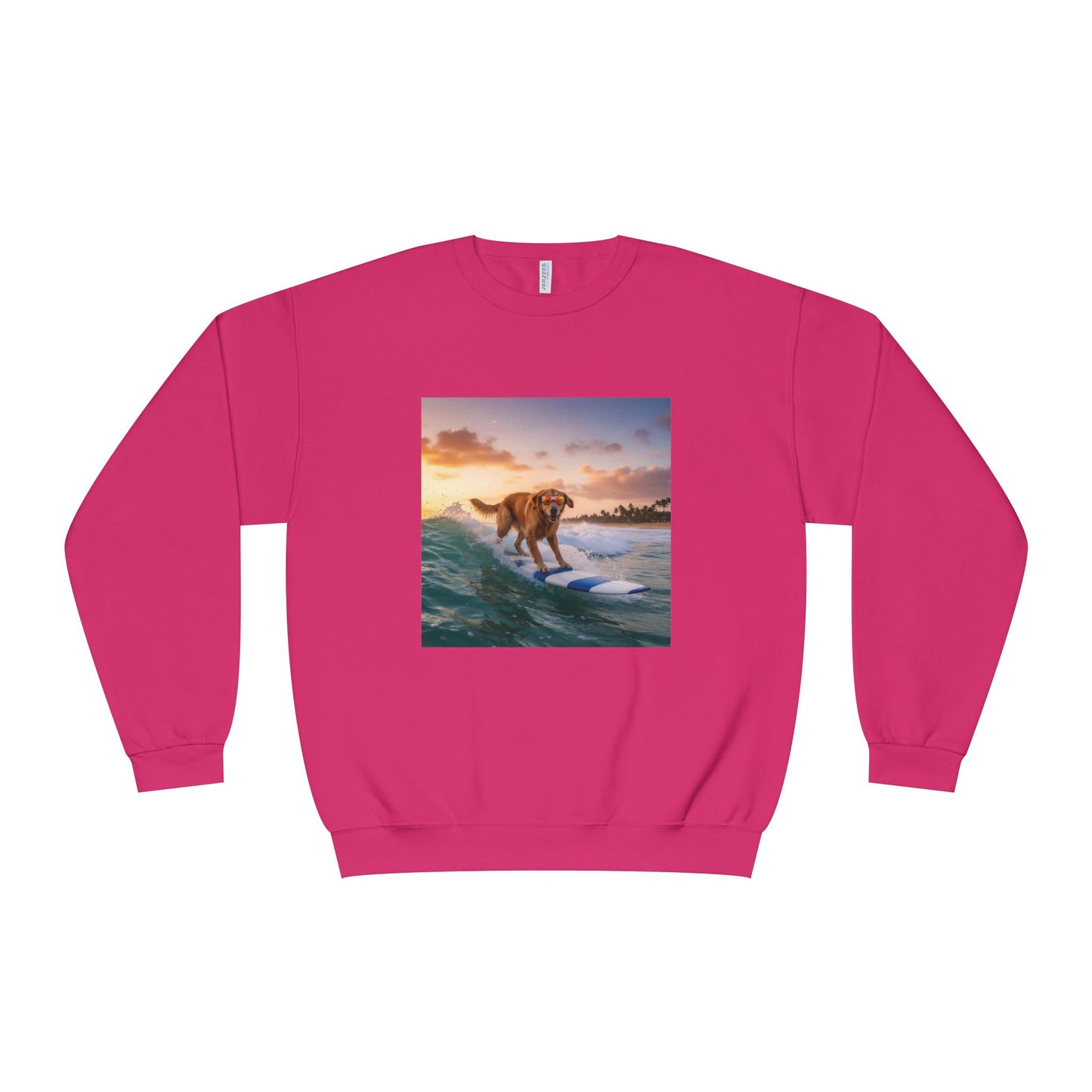 Surfing Dog Graphic Unisex NuBlend Crewneck Sweatshirt style 1