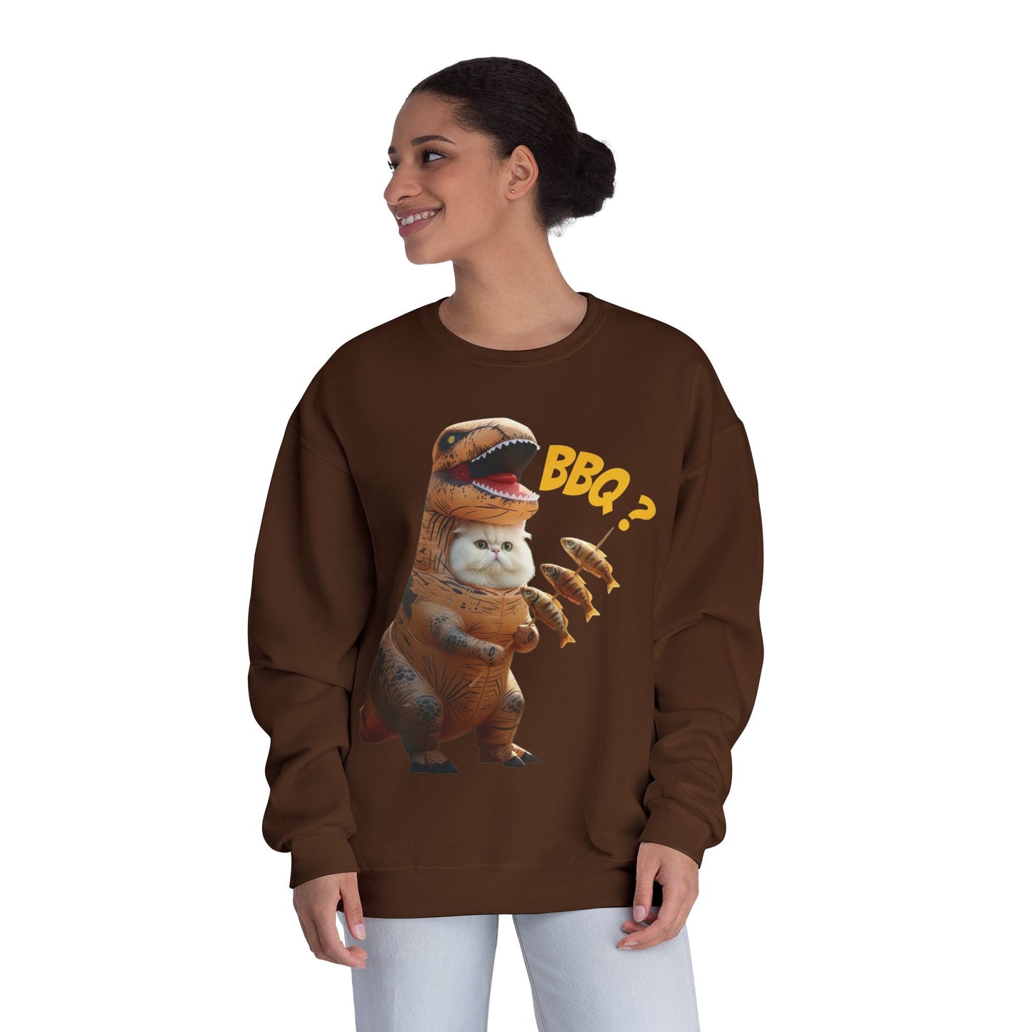Tyrannosaurus Cat BBQ Unisex NuBlend Crewneck Sweatshirt