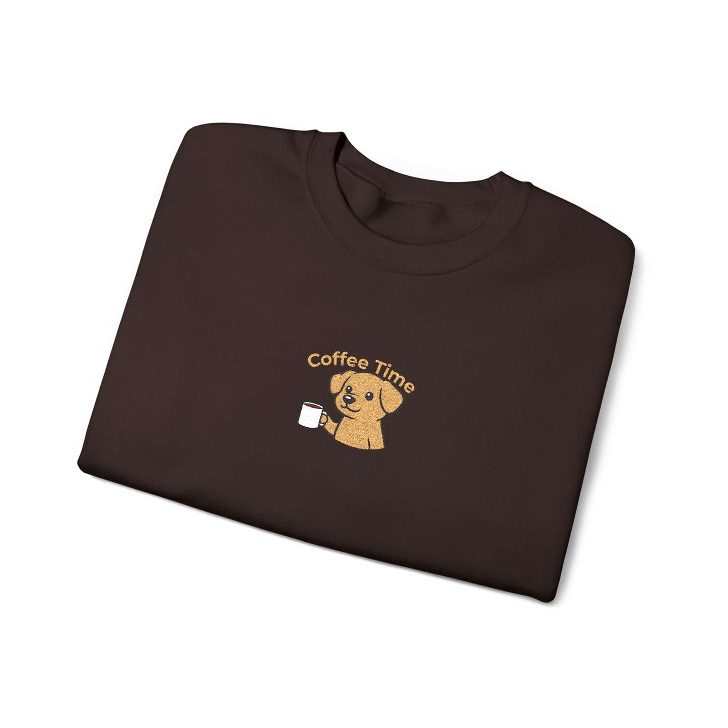 Coffee Time Dog Embroidered Unisex Crewneck Sweatshirt style 1