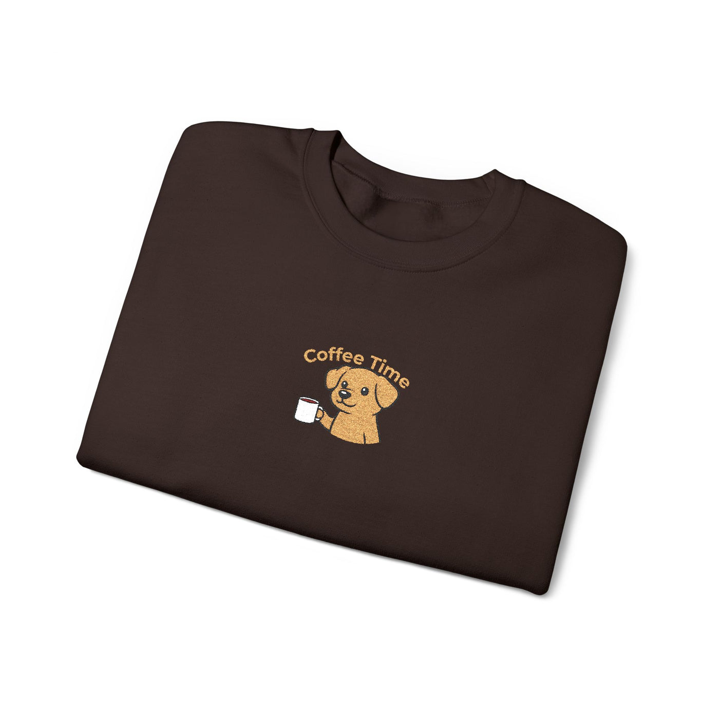 Coffee Time Dog Embroidered style 1 Unisex Crewneck Sweatshirt