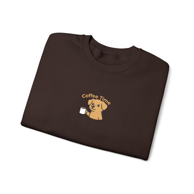 Coffee Time Dog Embroidered style 1 Unisex Crewneck Sweatshirt
