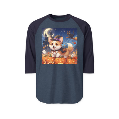 Halloween cute puppy anime style 4 Raglan Shirt, Cute Pet Shirt, Fall Apparel, Unisex Halloween Outfit, Gift for Dog Lovers, Spooky Season Tee