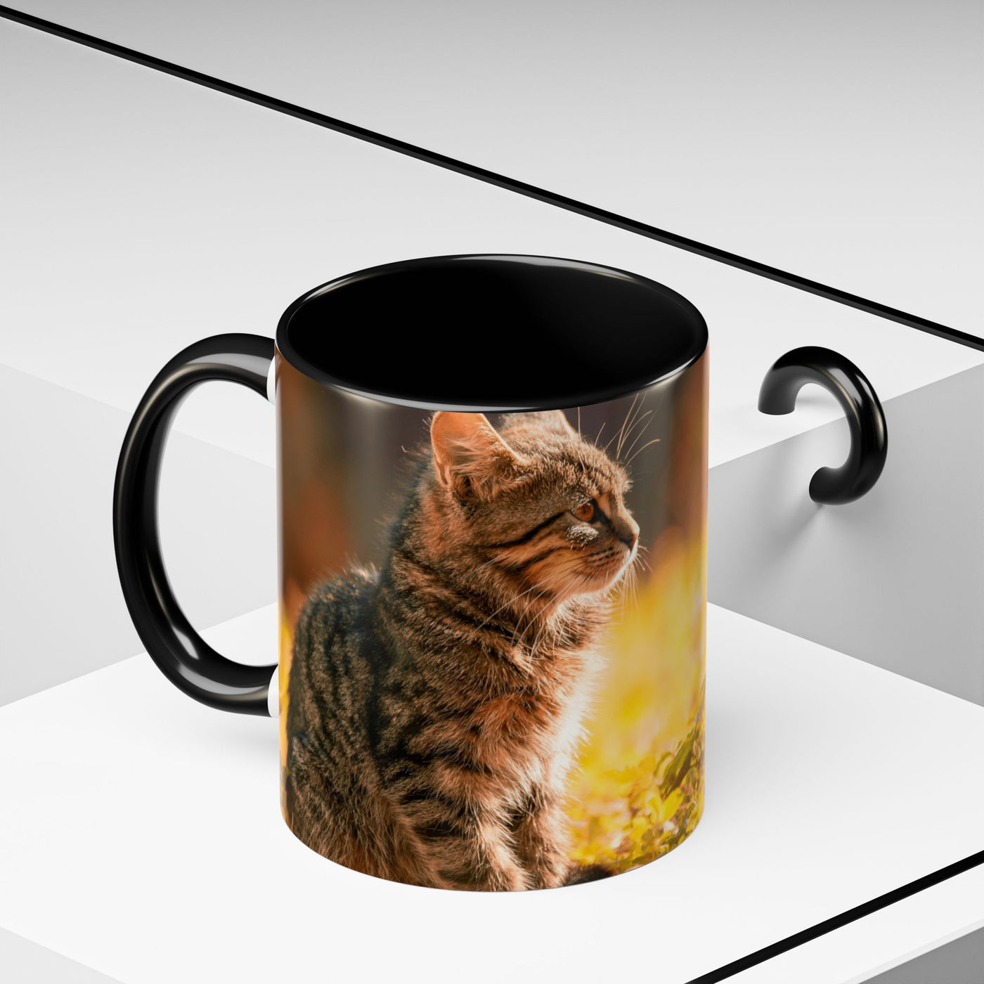 Golden Autumn Cat Coffee Mug - Cute Cat Mug, Nature Lover Gift, Cozy Kitchen Decor, Fall Drinkware, Cat Lover Gift
