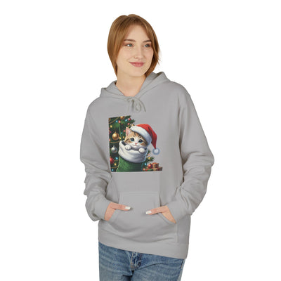 Adorable kitten hiding in Christmas stocking style 2 Cozy Graphic Unisex Midweight Softstyle Fleece Hoodie