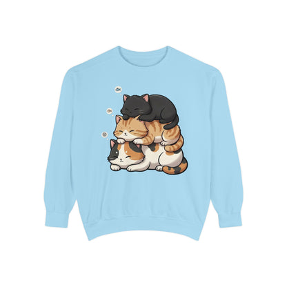 3 Cute Sleeping Cats Cozy Graphic Unisex Crewneck Sweatshirt style 8