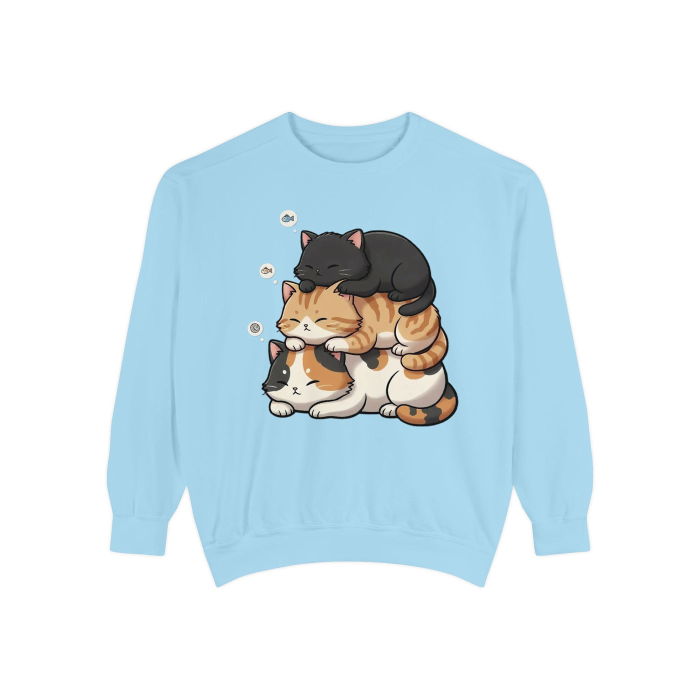 3 Cute Sleeping Cats style 8 Cozy Graphic Unisex Crewneck Sweatshirt