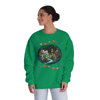 Cats & Dogs Happy Garden Unisex NuBlend Crewneck Sweatshirt style 1