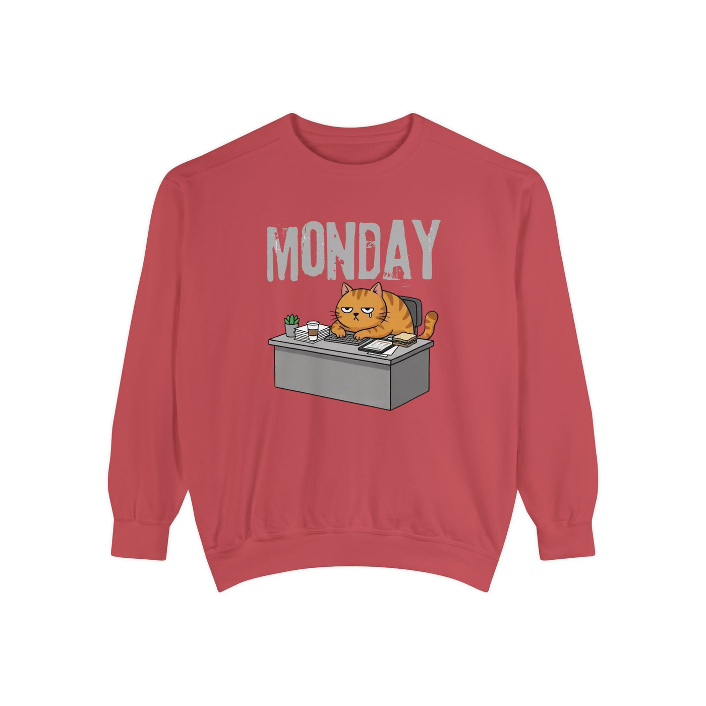 Monday Face Cat Stares Blankly Unisex Crewneck Sweatshirt style 6