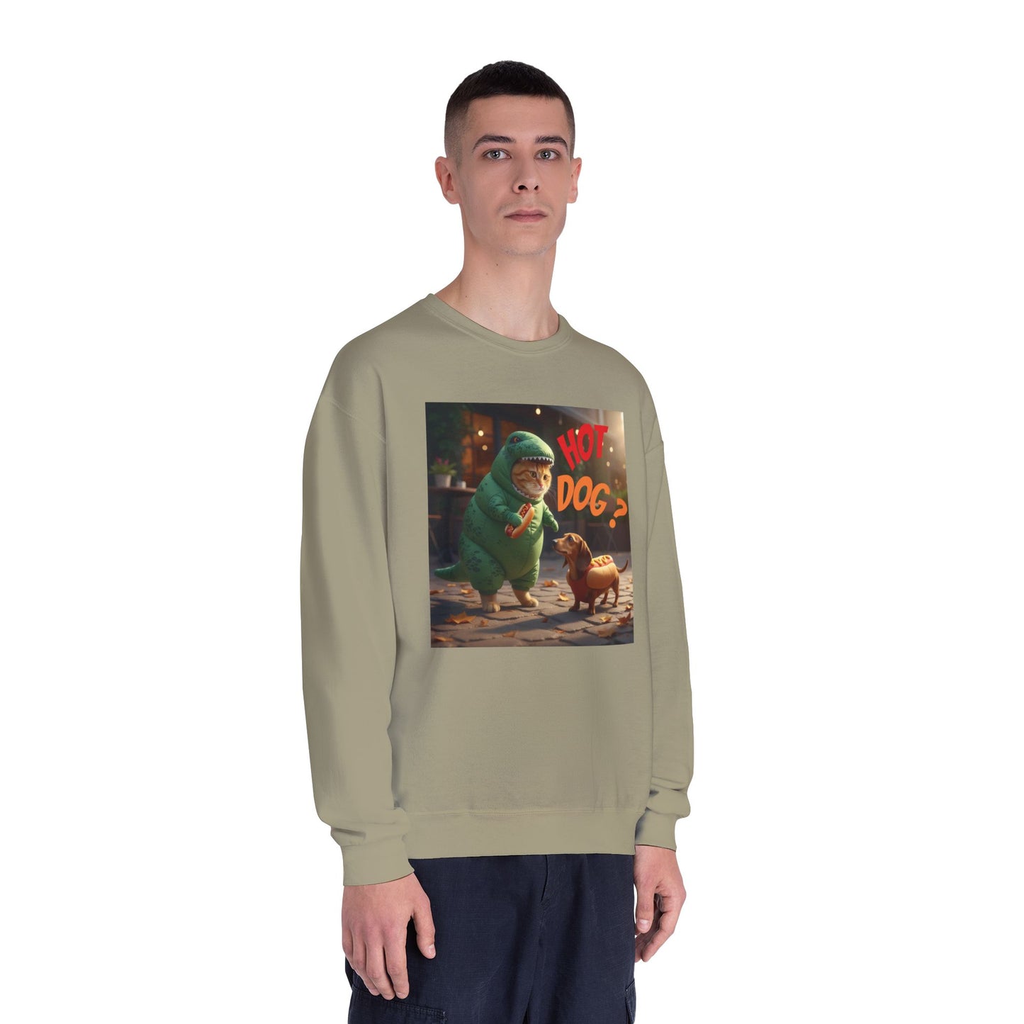 Tyrannosaurus Cat & Hot Dog Unisex NuBlend Sweatshirt