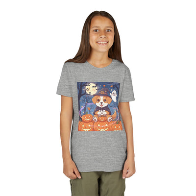 Halloween cute puppy anime style 3 Youth Tee, Short Sleeve T-Shirt, Kids Halloween Apparel, Cute Dog Tee, Fall Outfit for Children
