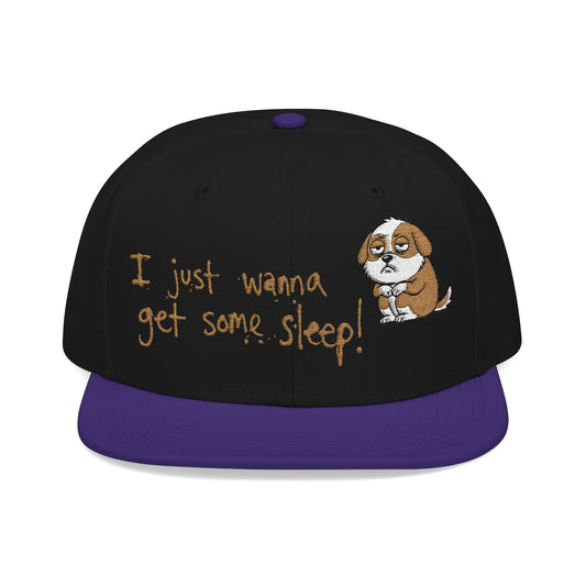 I just wanna get some sleep Embroidered Cute Puppy Snapback Hat