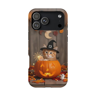 Halloween cute kitten photo style 2 Magnetic Phone Case, Cat Lover Gift, Impact-Resistant iPhone Case, Funny Pet Accessory, Unique Animal Design