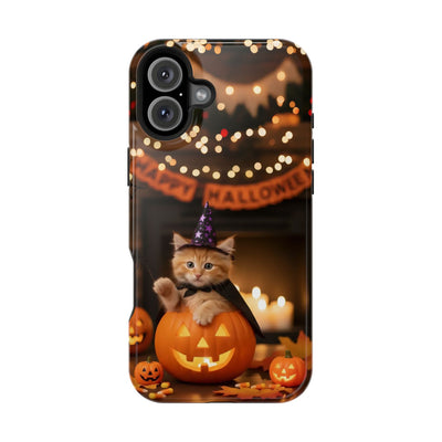 Halloween cute kitten photo style 4 Magnetic Phone Case, Cat Lover Gift, Impact-Resistant iPhone Case, Funny Pet Accessory, Unique Animal Design