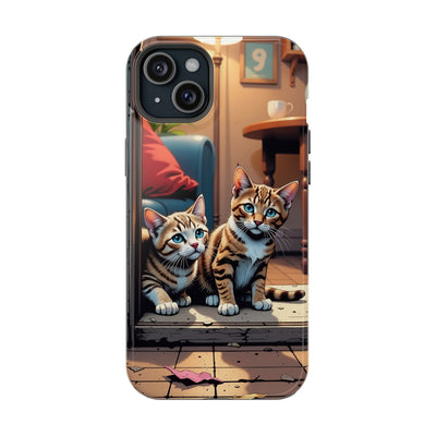 Cute Cats Magnetic Phone Case comic style 1, Cat Lover Gift, Impact-Resistant iPhone Case, Funny Pet Accessory, Unique Animal Design