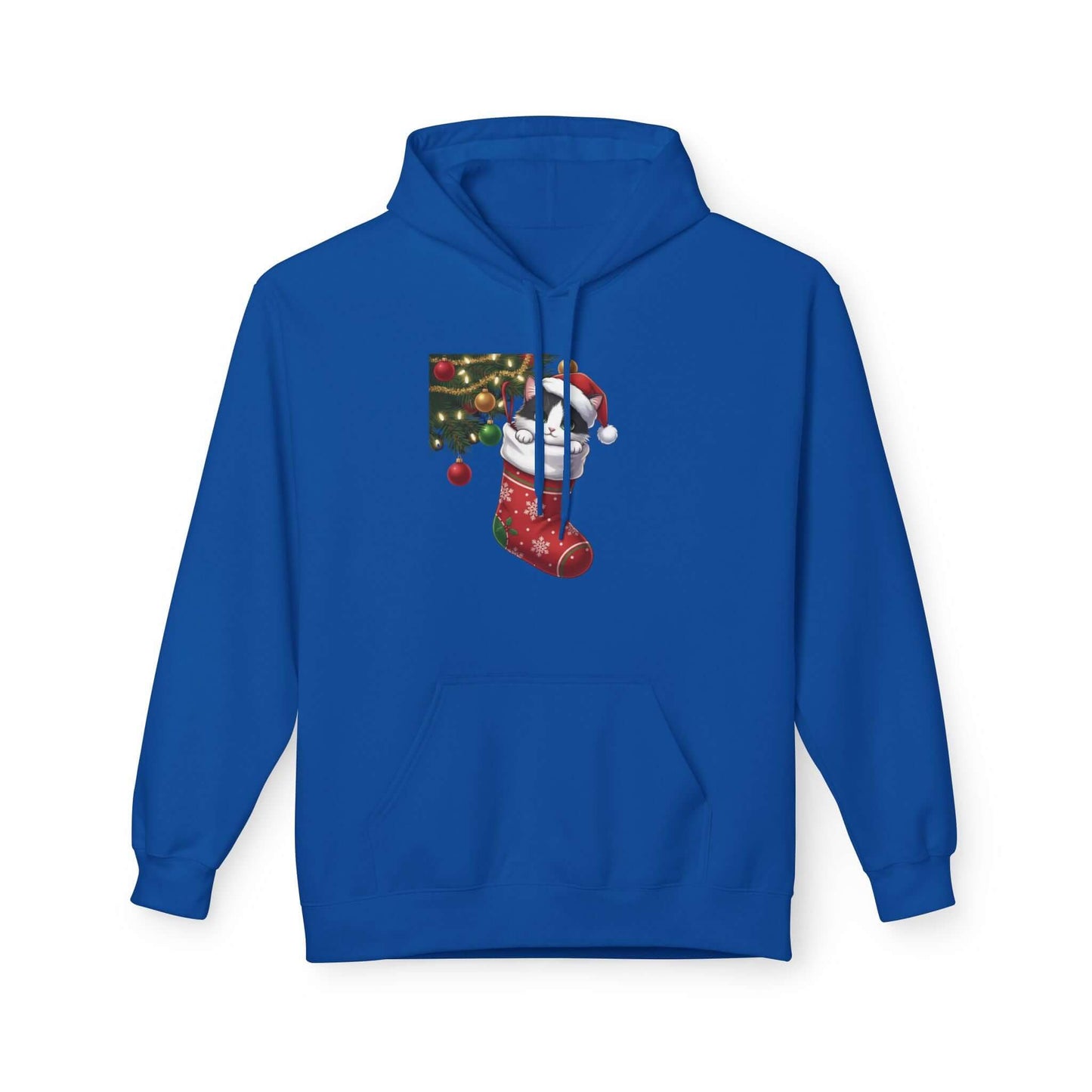 Kitten hiding in Christmas stocking Unisex Fleece Hoodie style 1