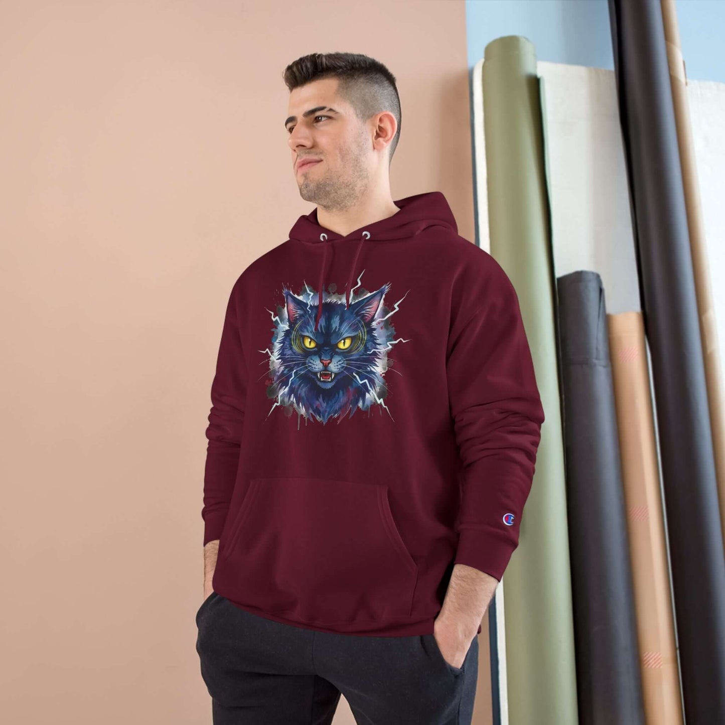 Mad Cat Men and Women Champion Hoodie style 4