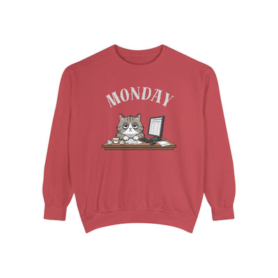 Monday Face Cat Stares Blankly Unisex Crewneck Sweatshirt style 5