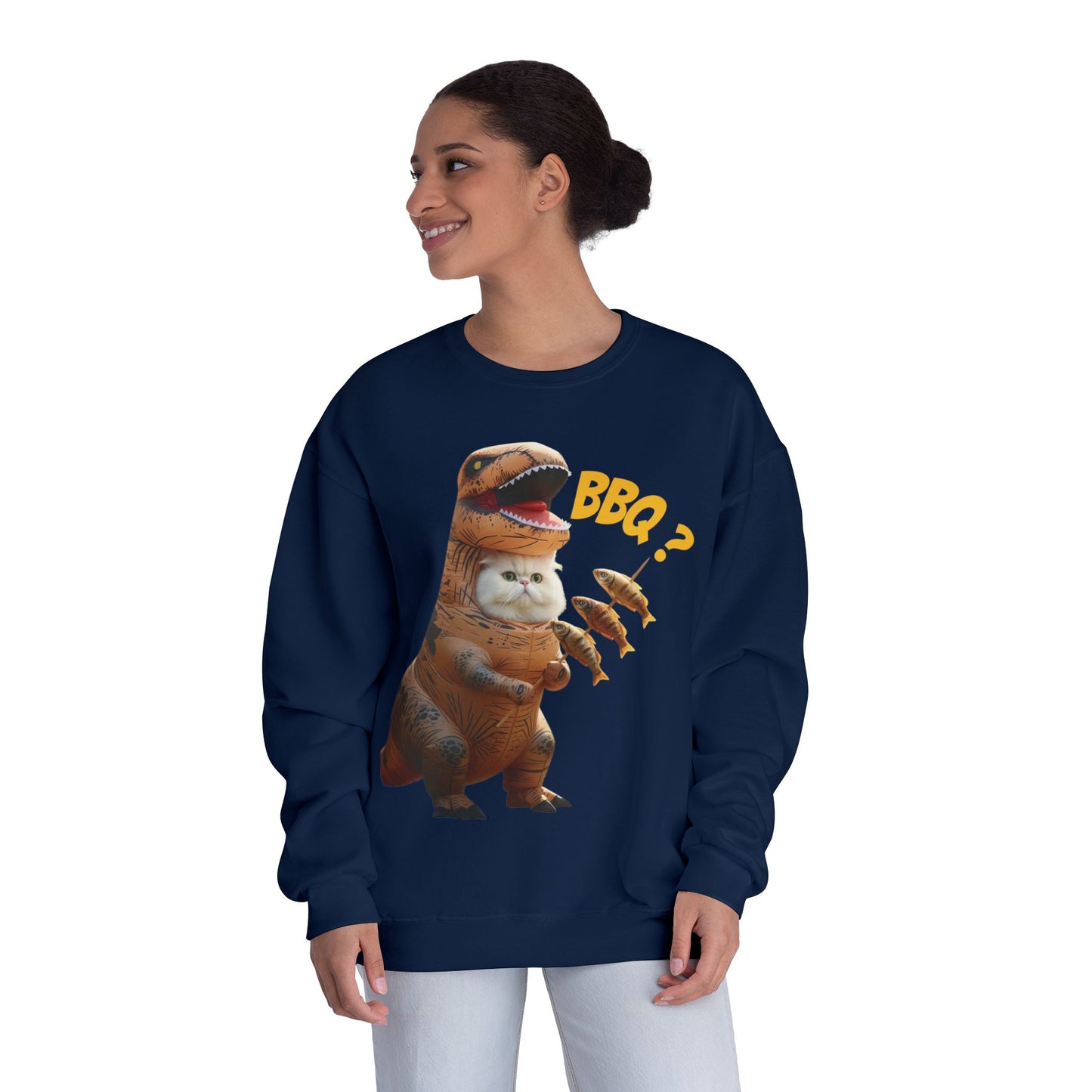 Tyrannosaurus Cat BBQ Unisex NuBlend Crewneck Sweatshirt