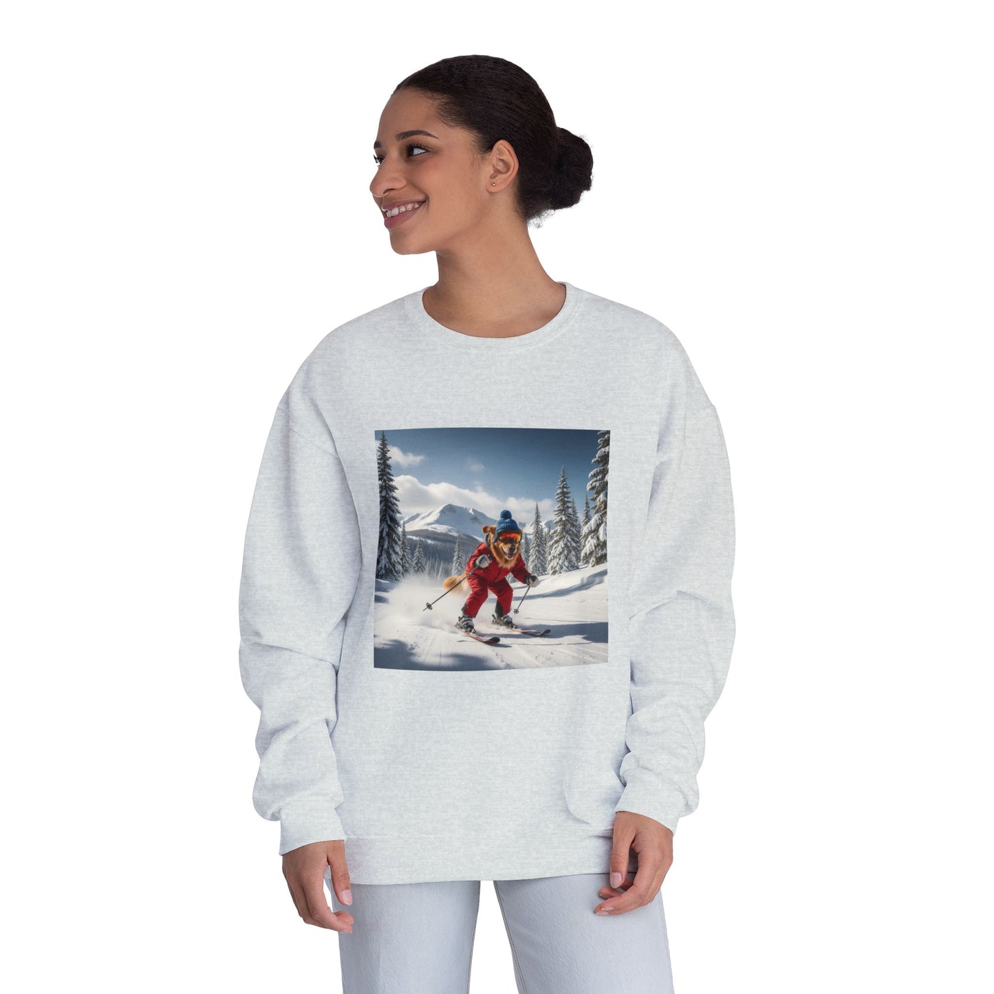 Skiing Dog Graphic Unisex NuBlend Crewneck Sweatshirt