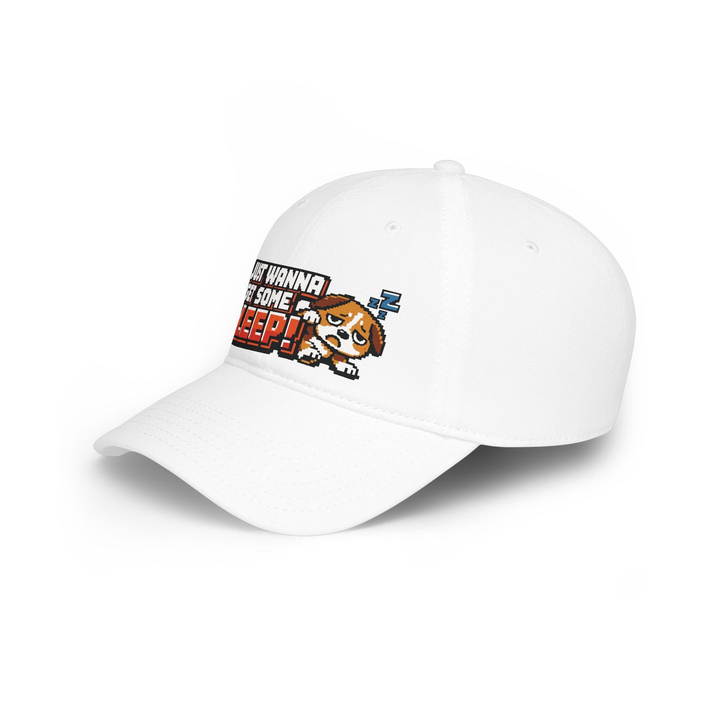 I Just Wanna Get Some Sleep Pixel Dog Low Profile Cap Hat