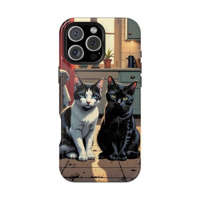 Cute Cats Magnetic Phone Case comic style 2, Cat Lover Gift, Impact-Resistant iPhone Case, Funny Pet Accessory, Unique Animal Design