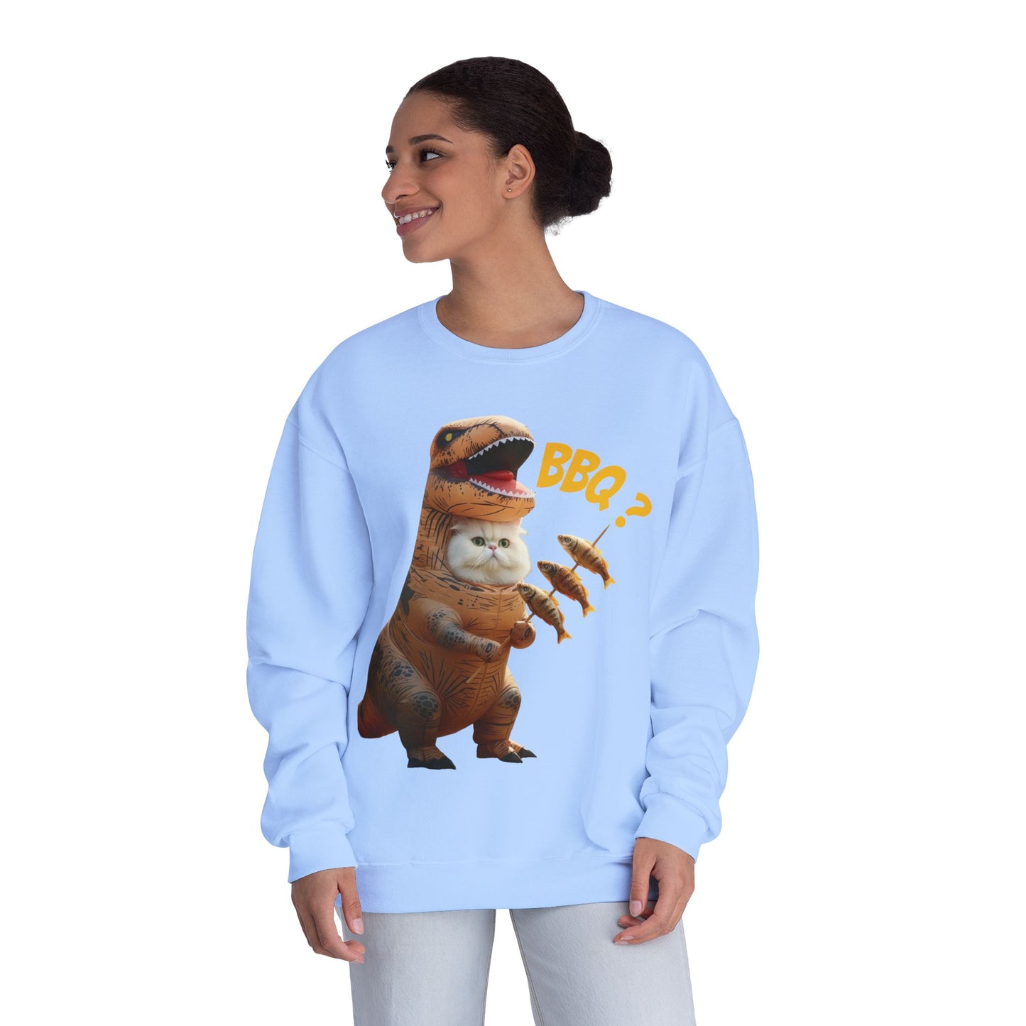 Tyrannosaurus Cat BBQ Unisex NuBlend Crewneck Sweatshirt