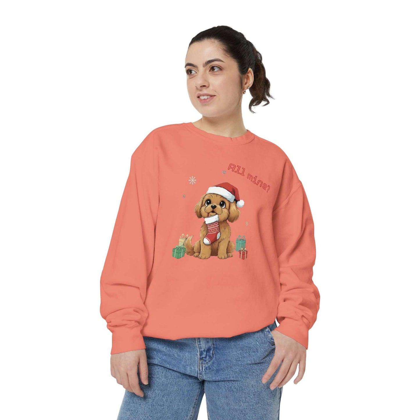 Puppy wait for Christmas presents Unisex Crewneck Sweatshirt style 8