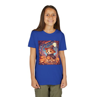 Halloween cute puppy anime style 1 Youth Tee, Short Sleeve T-Shirt, Kids Halloween Apparel, Cute Dog Tee, Fall Outfit for Children
