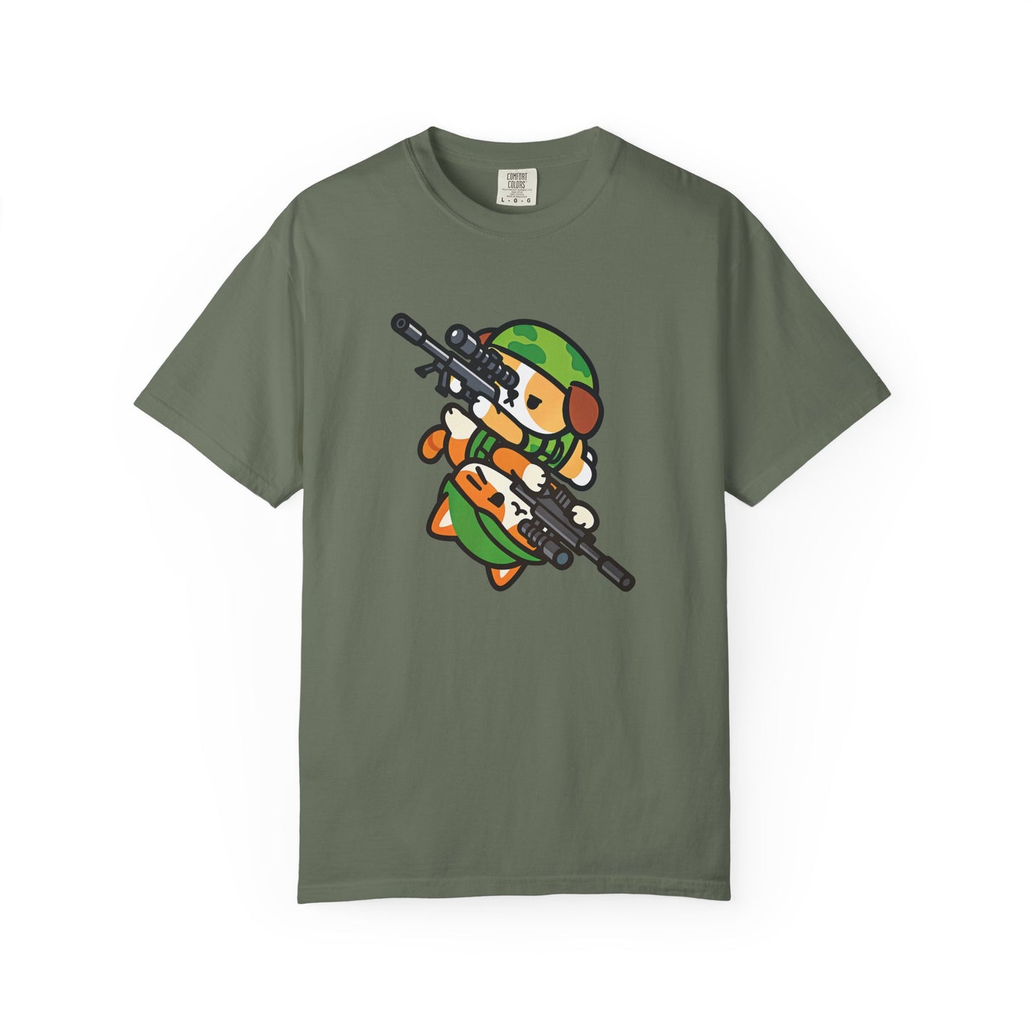 Cute Soldier Sniper Dog & Cat Unisex Graphic T-Shirt