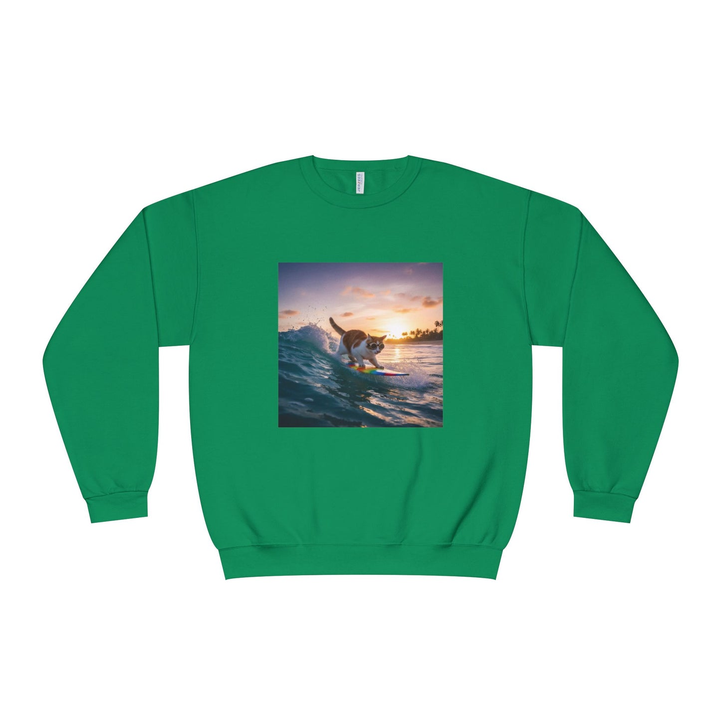 Surfing Cat Unisex NuBlend Crewneck Sweatshirt style 2