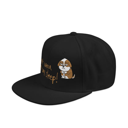 I just wanna get some sleep Embroidered Cute Puppy Snapback Hat