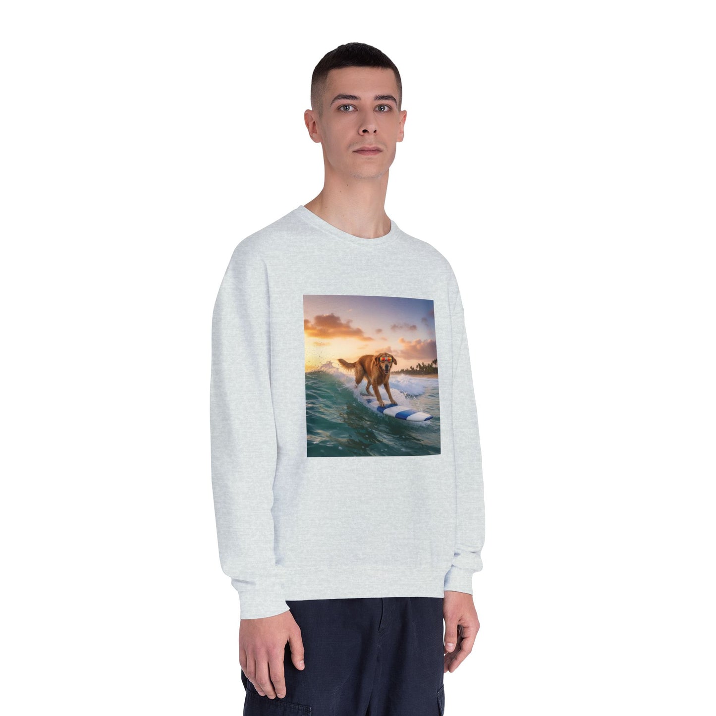 Surfing Dog Graphic Unisex NuBlend Crewneck Sweatshirt style 1