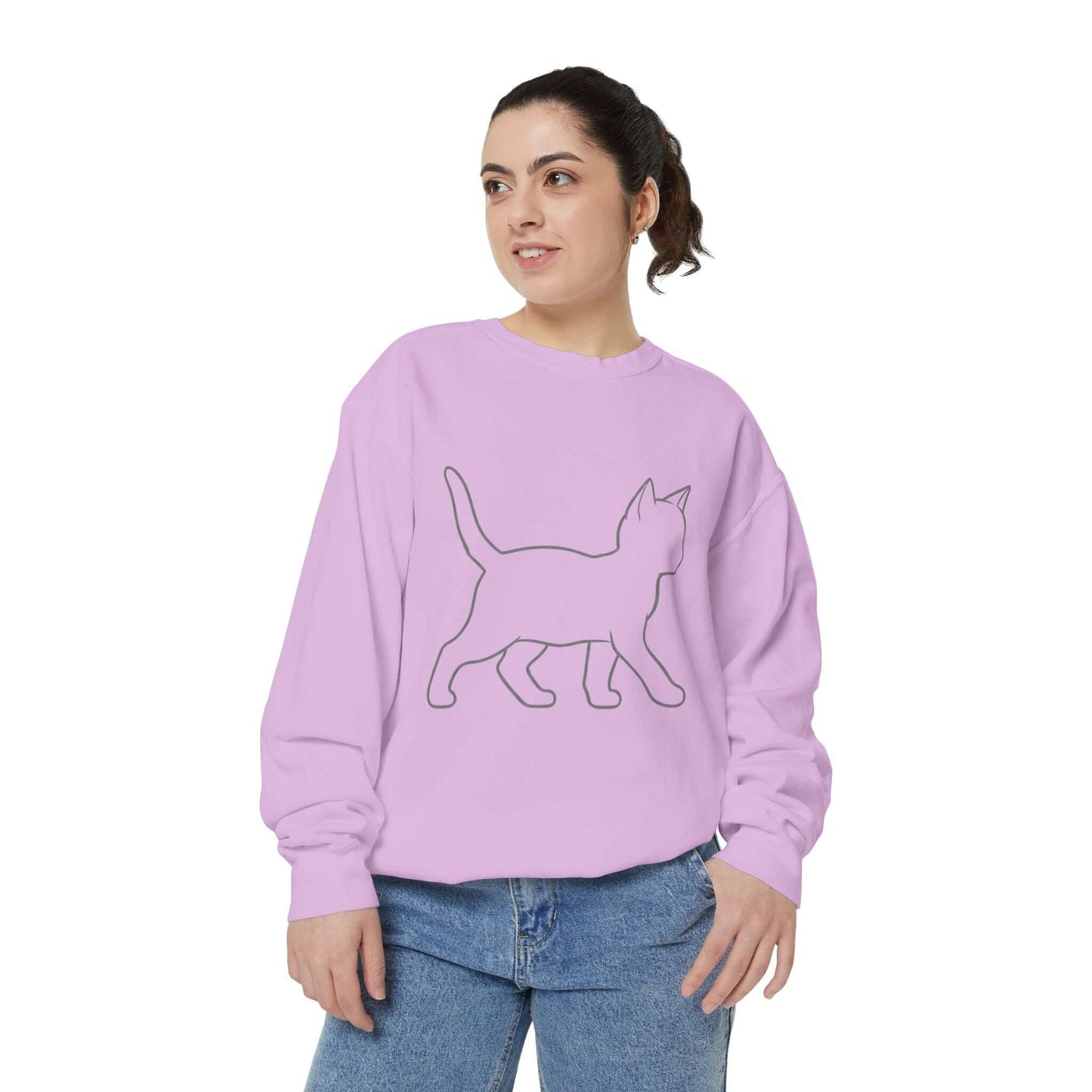 Walking Cat Shadow Cozy Graphic Unisex Crewneck Sweatshirt style 2