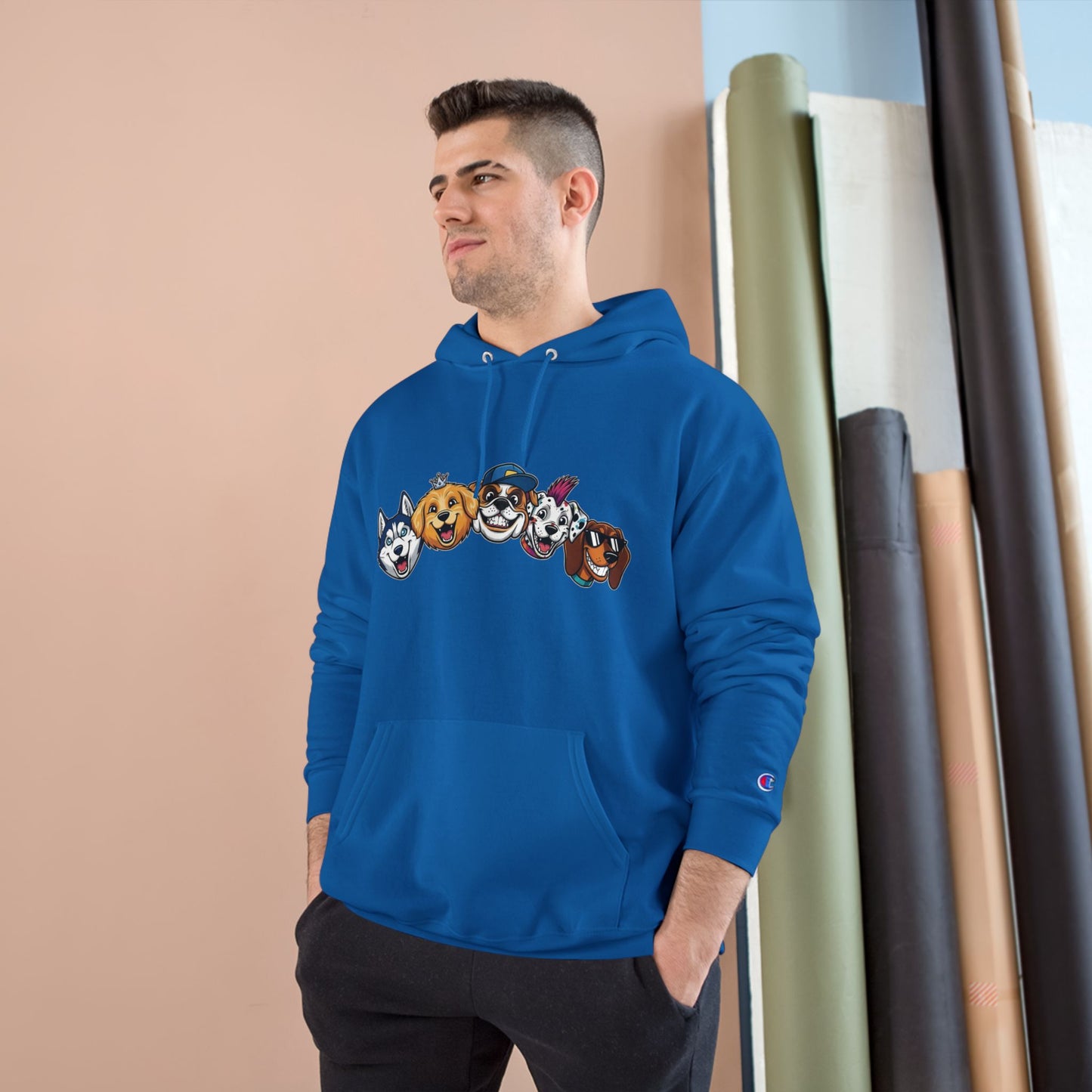 Playful Dog Faces Cozy Unisex Champion Pullover Hoodie