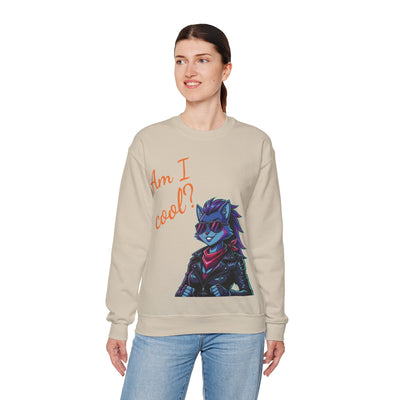 Cool Cat style 2 Unisex Crewneck Sweatshirt | Cozy Gift for Cat Lovers, Casual Wear, Unique Graphic Sweatshirt, Birthday Gift, Everyday Style