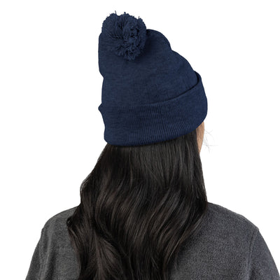 Embroidered Dog Mom Pom-Pom Knit Cap