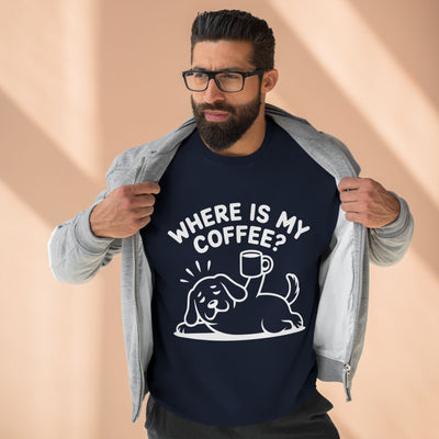 "Where is my coffee?" Dog Outline style 2 Unisex Crewneck Sweatshirt