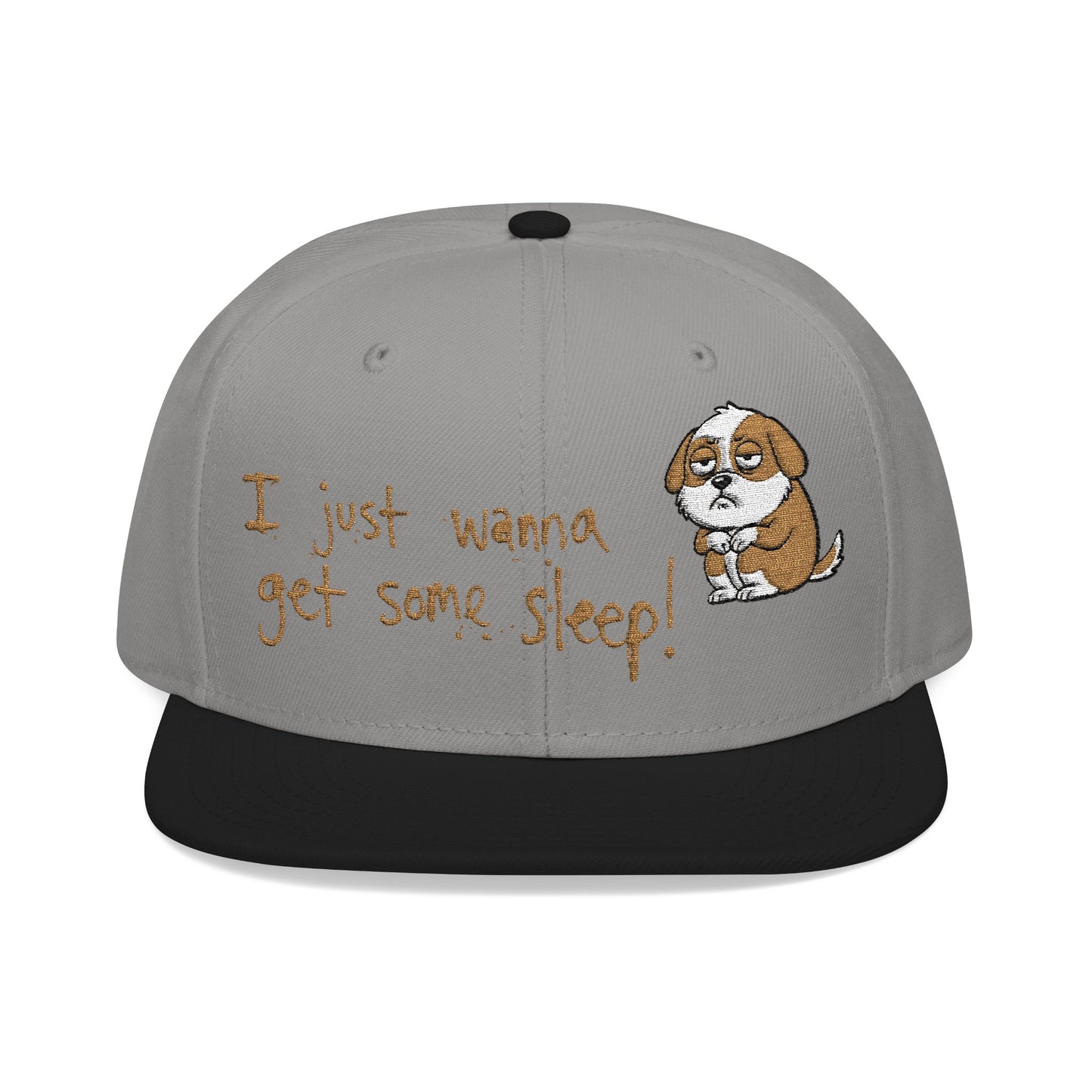 I just wanna get some sleep Embroidered Cute Puppy Snapback Hat