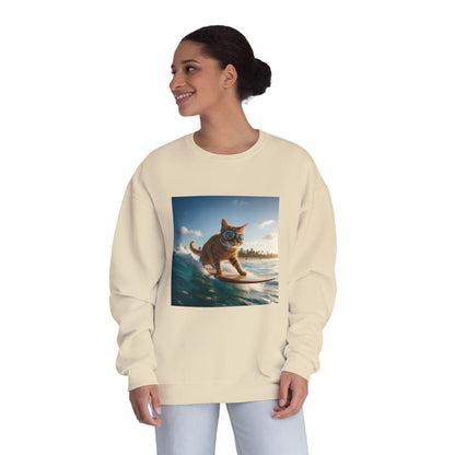 Surfing Cat Unisex NuBlend Crewneck Sweatshirt style 1