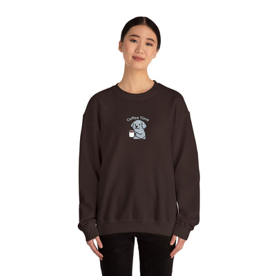 Coffee Time Dog Embroidered style 2 Unisex Crewneck Sweatshirt